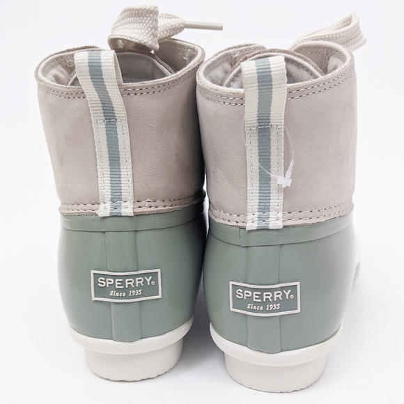 Sperry NEW Saltwater Nubuck Duck Boots Pink Gray - Picture 6 of 8